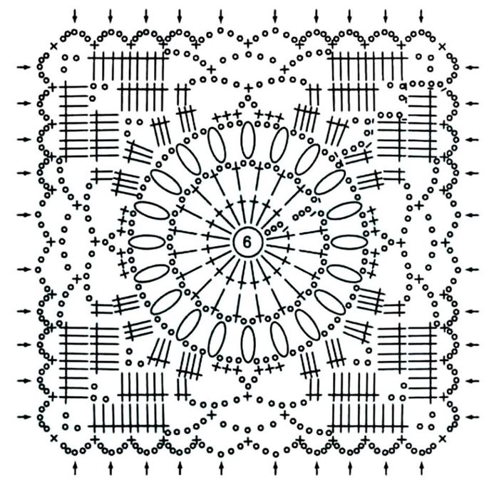 Ажурный квадратный мотив крючком схема очень красивый